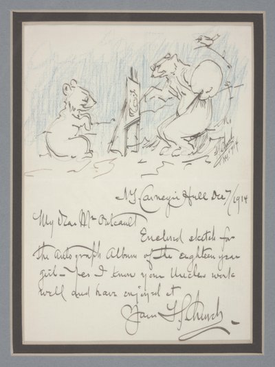 Autografbrev med skiss av Frederick Stuart Church
