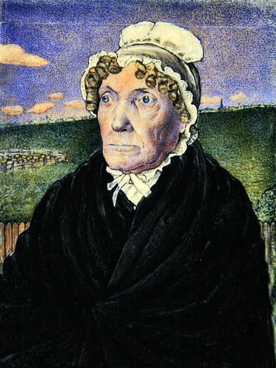 Porträtt av William Williams andra fru, ca 1828 (akvarell på elfenben) (par till 367110) av Frederick Tatham