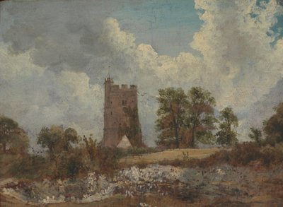 Landskap med en kyrka av Frederick W. Watts