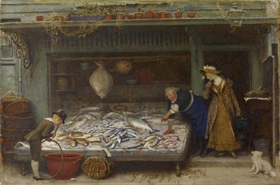 A Fishmongers Shop, 1873 (wc på papper) av Frederick Walker