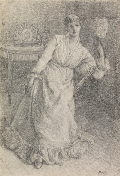 Miss Maria Ansdell (penna på papper nedlagd på kort) av Frederick Walker
