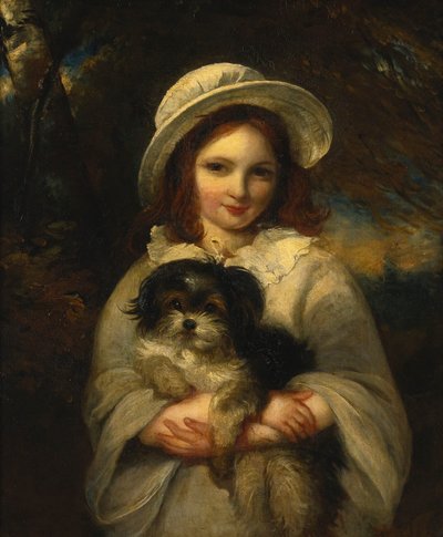 Porträtt av en flicka med en hund av Frederick Yeates Hurlstone