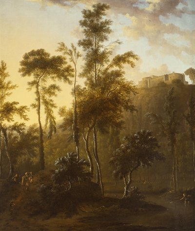 Italienskt landskap med fiskare av Frederick de Moucheron