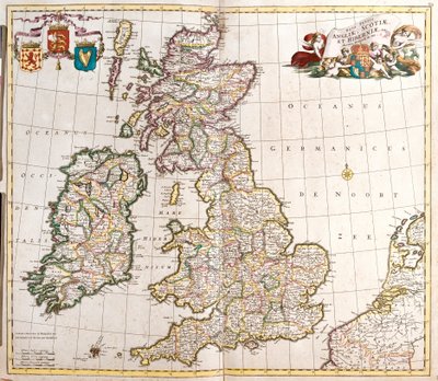 Karta över England, Skottland och Irland (Storbritannien) (etsning av Frederick de Wit