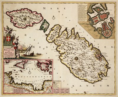Karta över Malta, Gozo och Comino av Frederick de Wit