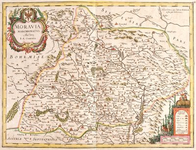 Karta över Mähren (Tjeckien) (etsning av Frederick de Wit