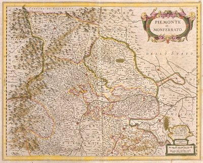 Karta över Piemont (Italien) (etsning av Frederick de Wit