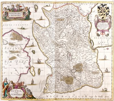 Karta över Skåne (Sverige) (etsning av Frederick de Wit
