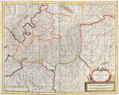 Karta över Schwaben (Tyskland) (etsning av Frederick de Wit