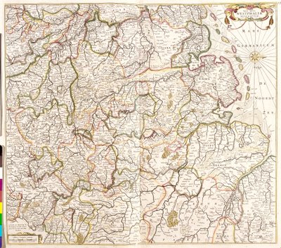 Karta över Westfalen (Tyskland) (etsning av Frederick de Wit