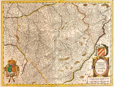Karta över greven av Champagne (Frankrike) (etsning av Frederick de Wit