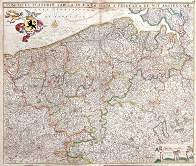 Karta över greven av Flandern (Frankrike och Belgien) (etsning av Frederick de Wit