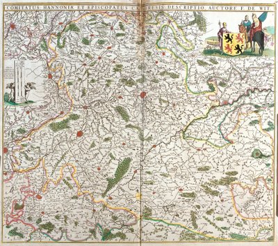Karta över greven av Hainaut (Hainaut) (Belgien) och Eveche of Cambresis (Frankrike) (etsning av Frederick de Wit