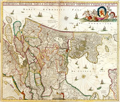 Karta över greven av Holland (Nederländerna) (etsning av Frederick de Wit