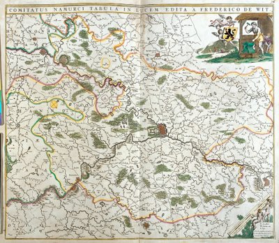 Karta över greven av Namur (Belgien) (etsning av Frederick de Wit