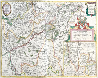 Karta över greven av Ravensberg (Tyskland) (etsning av Frederick de Wit