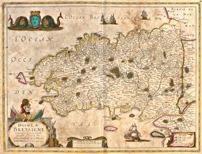 Karta över hertigen av Bretagne (Frankrike) (etsning av Frederick de Wit