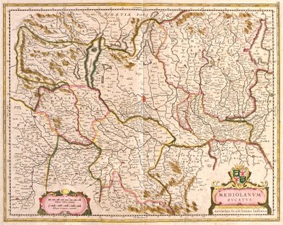 Karta över hertigen av Milano (Italien) (etsning av Frederick de Wit