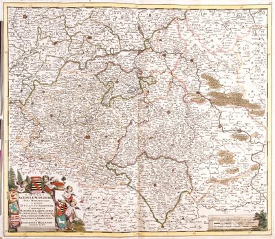 Karta över hertigen av Sachsen (Tyskland) (etsning av Frederick de Wit