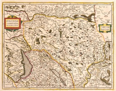 Karta över Franche Comte (Frankrike) (etsning av Frederick de Wit