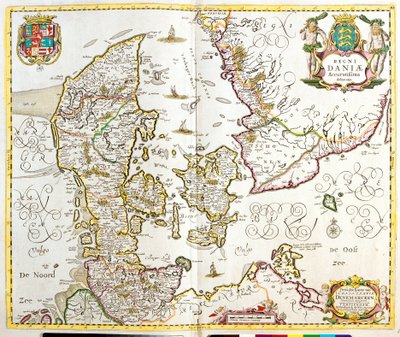 Karta över kungariket Danmark (etsning av Frederick de Wit