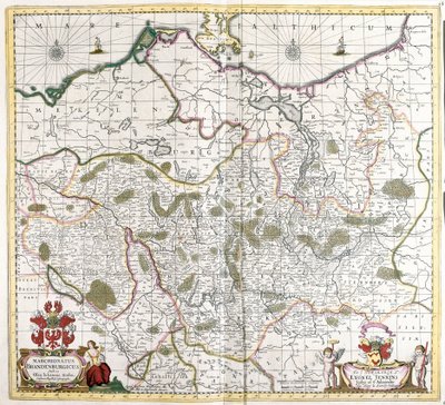 Karta över Markgreviatet i Brandenburg (Tyskland) (etsning av Frederick de Wit