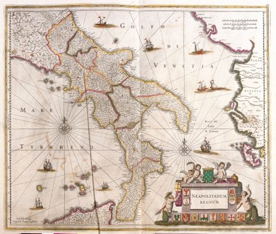 Karta över det napolitanska kungariket (Italien) (etsning av Frederick de Wit