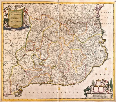 Karta över huvudmannen i Katalonien (Spanien) (etsning av Frederick de Wit