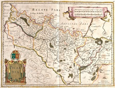 Karta över provinsen Picardie (Frankrike) (etsning av Frederick de Wit
