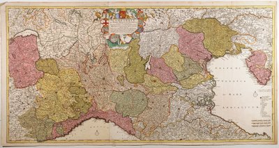 Norra Italien. Karta av Frederik de Wit, Amsterdam, Kopparstick. 1705 av Frederick de Wit