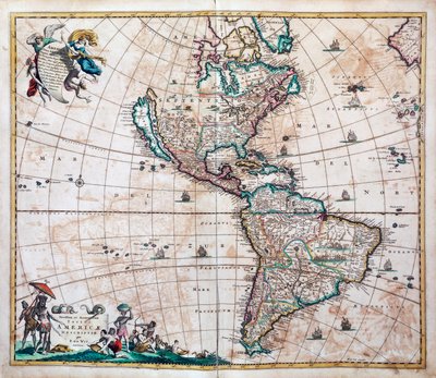 Den senaste och mest exakta beskrivningen av Amerika, karta över Amerika och Stilla havet av Frederik de Wit (1629 eller 1630-1706), Amsterdam av Frederick de Wit