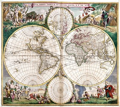 Planisphere World (etsning av Frederick de Wit