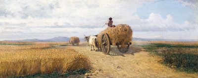 Wheatfield, ca 1868, målning av Federico Rossano (1835-1912), olja på duk, 30x73 cm av Frederico Rossano