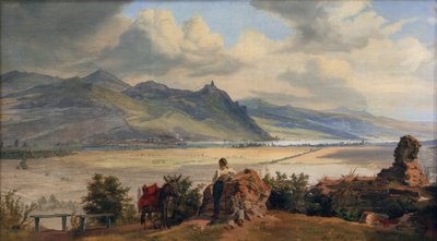 Utsikt över Siebengebirge med Königswinter och ruinerna av Frederik Hansen Sodring