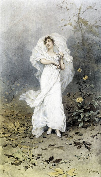 Woman in a Forest - Allegory of Autumn, Kalender illustrerad av Hubert Dys, målad av F.H. Kaemmerer av Frederik Hendrik Kaemmerer