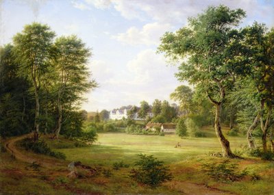 Danskt landskap med ett litet slott (olja på duk) av Frederik Kiaerskou
