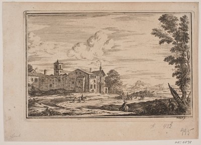 Klosterbyggnad, kvar i italienskt landskap av Frederik Laub