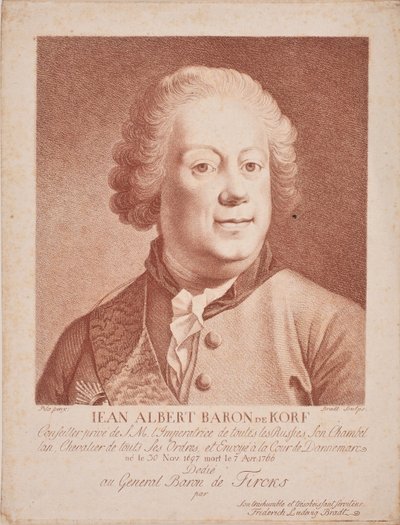 Porträtt av baron Johann Albrecht von Korff 1697-1766, mitten av 1700-talet. av Frederik Ludvig  Bradt