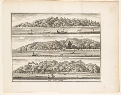 Flera VOC-förstärkningar på Ceram Laäla av Compagnies Sagoe-bosch / Loehoe, and the Fortres Overburg / Byn Saway (titel på objekt) av Frederik Ottens