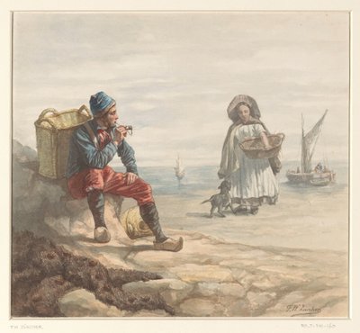 Fiskare på stranden av Frederik Willem Zürcher
