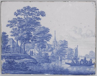 Rektangulär plakett med flodlandskap av Frederik van Frytom (attributed to)