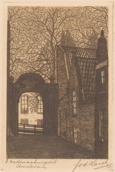 Oudemanhuispoort i Amsterdam av Frederik van der Harst (signed by artist)
