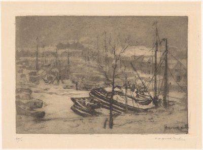 Haventje (originaltitel på objekt) av Frederika Henriëtte Broeksmit (signed by artist)