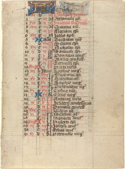Sida från en timbok av French 15th Century