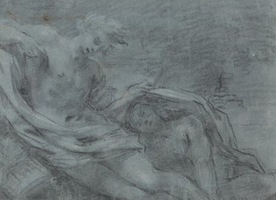 Två liggande figurer [verso] av French 17th Century