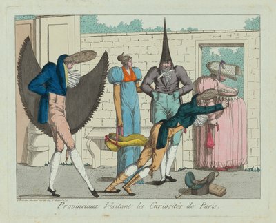 Provinsialer som besöker Paris kuriosa av French 19th Century