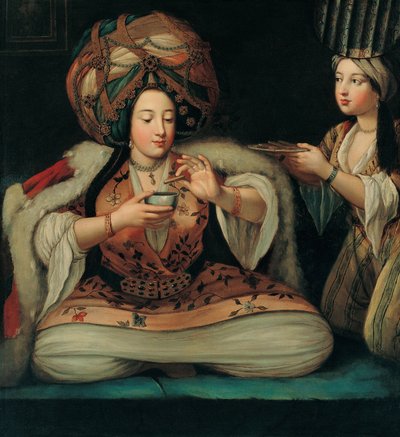 Njuter av kaffe, tidigt 1700-tal. av French Master