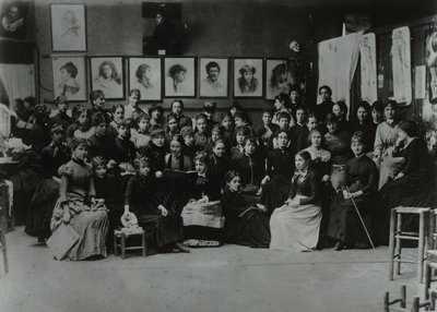 Academie Julian, Paris, grupp av konststudenter av French Photographer