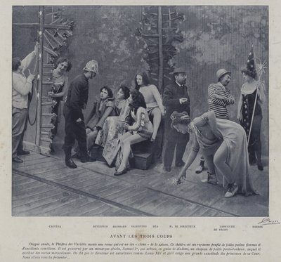 Skådespelare och skådespelerskor på Theatre des Varietes, Paris (s/v foto) av French Photographer