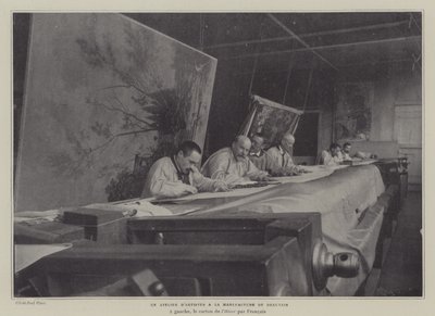 Konstnärsverkstad på Beauvais Tapestry Manufacture, Frankrike (s/v foto) av French Photographer